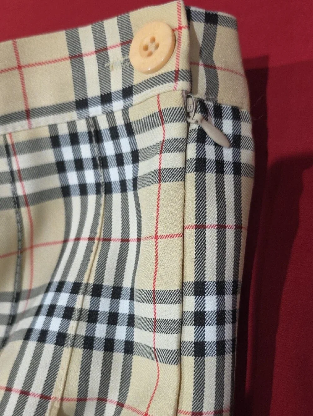 Studio Beige Plaid Pleated Mini Skirt